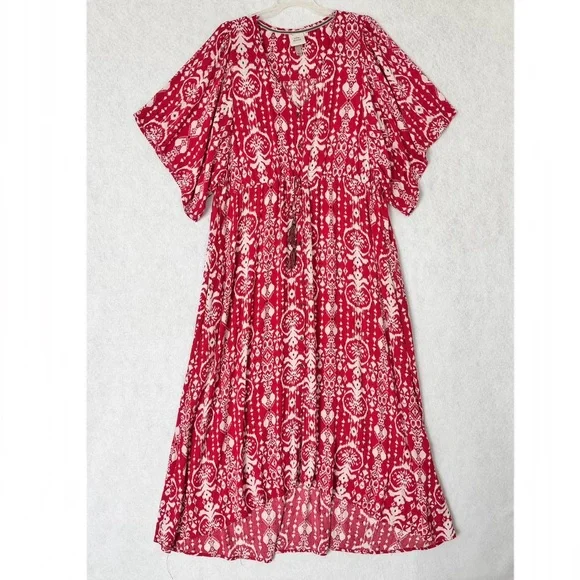 knee length dresses for ladies Happy Clothing Red Rose One-Shoulder Maxi Dress in Red